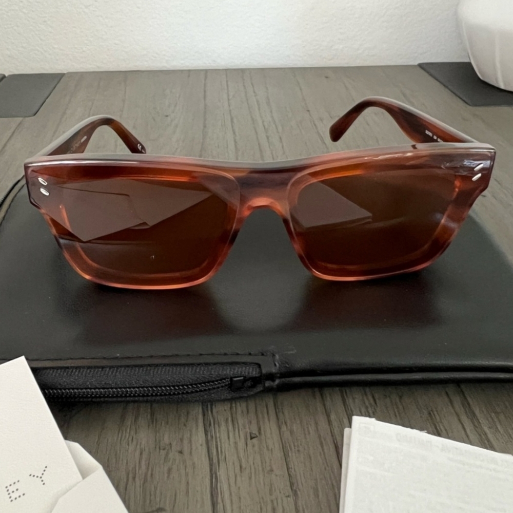 NWT HAVANA ORANGE STELLA McCARTNEY SC0197S 004 SQUARE SUNGLASSESS. ☆ - Picture 6 of 11